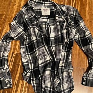Mossimo Black and White Plaid Shirt